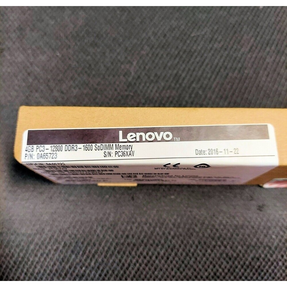 Lenovo Laptop Memory (New) 0A65723 4GB PC3-12800 DDR3 1600MHz SoDIMM